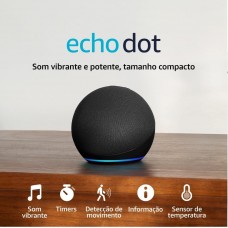 Oferta dia das Mães Alexa Echo Dot 5ª Geração Amazon, Com Alexa, Smart Speaker, Preto
